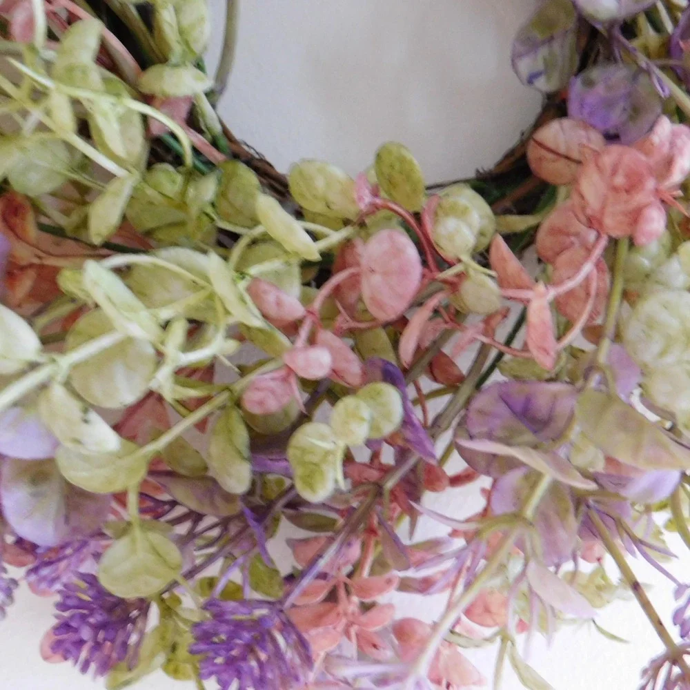Small Fall Wreath with Neutral Colors Autumn warm hues Purple Housewarming Gift